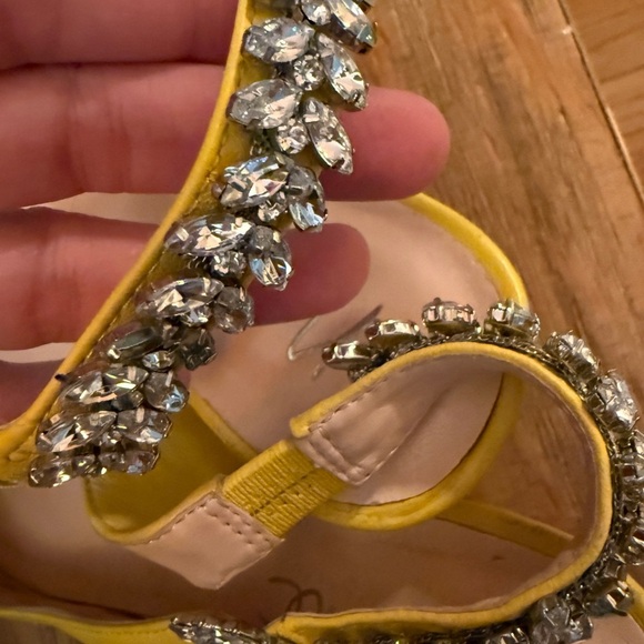Nanette Lepore Butter Yellow Crystal Embellished Heels see all pics for wear - Picture 3 of 8